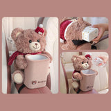 Car Trash Bin 2-in-1 Bear Organizer Cute Decor