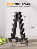 YOLEO Heavy-Duty A-Frame Dumbbell Rack with Wheels, 5-Tier Weight Rack, 440LBS Capacity, Space-Saving Home Gym Storage Organizer, Anti-Slip (Rack Only)
