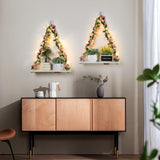 EXIN DECHEN Floating Shelves for Wall No Drilling,Wall Shelves,Hanging Shelf,Leaves and Light Strip with Flower,Set of 2 Plant Decor for Home Livingroom Bedroom,Led Room Decor Aesthetic,Gift