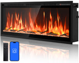 Smart Electric Fireplace, 50’‘with WiFi App & Alexa Control, Recessed/Wall Mounted/Freestanding,Ultra Thin Linear Fireplace, 13 Flames & Crackling Sound, 1500W Heater with Timer & Overheat Protection