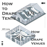 Party Village 60ftx40ft White Ceiling Curtain for Wedding Parties