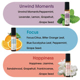 Wecona Aromatherapy Essential Oil Roll-On Set – 6x10ml Essential Oil Blends with Roller Bottles, Portable Essential Oils for Diffusers for Home,Relaxing Gift for Women & Men