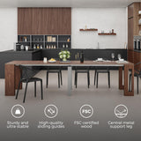 Mobili Fiver, Easy, Extendable Console Table with Extension Leaves Holder, 17.7(120.1) x35.4 in, Walnut, for 4-12 People, Space Saving Dining Table for Entrance, Living Room, Italian Furniture