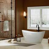 Empava Freestanding Bathtub, Flatbottom Acrylic Soaking Tub, Contemporary Stand Alone Design with Brushed Nickel Drain & Overflow, Glossy White, cUPC Certified, 59 Inch