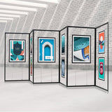 Movable Folding Display Rack,Movable Art Easel Stand with 3 Folding Poster Boards