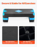 VEVOR Aerobic Exercise Step Platform, 28-Inch Workout Aerobic Stepper, Height Adjustable Fitness Training Step Deck Trainer with 4 Risers, Non-Slip Surface Bench for Home Gym Cardio Strength, Blue