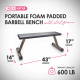 HolaHatha Home Gym Steel Workout Bench for Barbell, Weight Lifting, and Exercise, Black HolaHatha