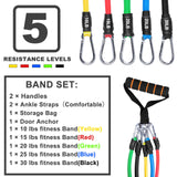 Resistance Bands Set (12pcs), Workout Bands with Handles, Door Anchor, Ankle Straps and Carry Bag, Exercise Bands for Shape Body and Home Workouts AGM
