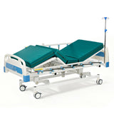 Real Relax Premium 3 Function Full Electric Hospital Bed (with Mattress & IV Pole), Premium Medical Hospital Beds, with Locking Casters, Motor, 530LBS Loading, Includes Sheets (2X)