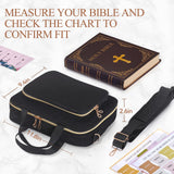 KOUDGY Bible Cover Case for Women Elegant Carrying Bag with Handles & Shoulder Strap Large Bible Storage Bag–Includes Bible Study Supplies Highlighters(Black, XL)