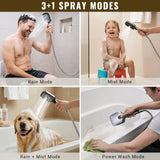 13 Inch Rainfall Shower Head with Multi-Function Handheld Sprayer Combo, 3-Way Metal Extended Diverter with Holder and Metal Adjustable Curved Shower Extension Arm, Extra Long Hose Chrome