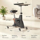 FLEXISPOT Exercise Bike with 2D Desktop, Space Saving Under Desk Bike with Removable Desk, Stationary Bikes Upright Indoor Bikes with 8 Level Magnetic Resistance Upgraded Pro Flywheel, V9 Black