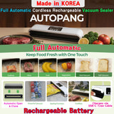 AUTOPANG Automatic Vacuum Sealer Machine, Cordless Food Preserver with 85Kpa Suction & Pulse Mode, Durable Silicone Chamber, Includes 20 Exclusive Sealer Bags