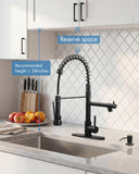 AIMADI Black Kitchen Faucet with Pull Down Sprayer,Stainless Steel Spring Kitchen Sink Faucet with Soap Dispenser,Modern Single Handle Faucets for Farmhouse,Camper,Laundry,RV,1or 3 Hole