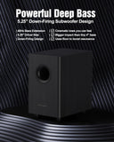 5.1.2 Virtual Surround Sound System for Small Rooms, Compact Smart TV Sound Bars Home Theater w/4 Wired Speakers, Clear Voice & Deep Bass, 5.25'' Wired Subwoofer Soundbar Easy Setup, ARC/OPT/BT, 2026