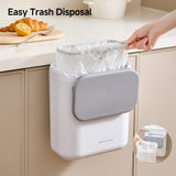 Small Trash Can with Lid, 1.8 Gallon Flip-Top Wall-Mounted Garbage Can, Slim Waste Basket & Compost Bin for Bathroom, Kitchen