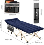 ARAER Camping Cot, 450LBS(Max Load), Portable Folding Outdoor Bed with Carry Bag for Adults Kids, Heavy Duty Cot for Traveling Gear Supplier, Office Nap, Beach Vocation and Home Lounging (Navy Blue)