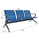 buenotoys 3-Seat Waiting Room Chairs - Waiting Room Bench with Arms Airport Reception Bench Guest Reception Chairs Lobby Bench Waiting Area for Airport Market Bank Hospital School Barbersho, Blue