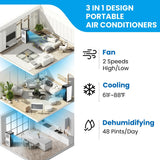 Portable Air Conditioners, 8000 BTU Fast Cooling AC Unit for Rooms Up to 350 Sq.Ft, 4-In-1 Portable AC with Remote, Sleep Mode, Dehumidifier, Window Venting Kit for Home/Office