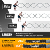 Yes4All 1.5 Inch Battle Ropes with Extra Protective Sleeve, Workout Ropes for Cross-Training Home Gym & Fitness Exercises, Strength Training - 30,40 Feet Lengths Available Yes4All
