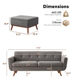 Tbfit Mid Century Modern Sofa Couch, Gray, Standard Sofa & Ottoman