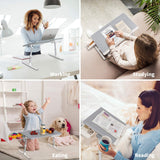 Laptop Bed Tray Desk, Adjustable PVC Leather Desktop Lap Desk, Portable Laptop Table Stand (Large, Gray & X-Large, Black) SAIJI