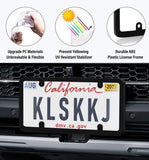 KLSKKJ 2 Pack Clear License Plate Covers and Frames, License Plate Protector Unbreakable Plastic Shields Tag Holder Fits Standard US Plates with Screws Caps