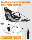 KingCamp Hammock Chair with Footrest – Heavy Duty Swinging Rocking Camping Chairs for Adults up to 400lbs, Folding Portable Oversized Rocker with Cup Holder & Pillow for Outdoor Beach Lawn RV Sports