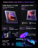 ACEMAGICIAN S3A Mini PC, Ryzen 7 H 255 (Up to 4.9GHz, 8C/16T), Radeon 780M Graphics