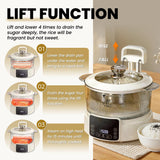 Low Carb Rice Cooker, Multifunction Smart Rice Cooker, Transparent and Visible food Steamer with Auto Lift Filter Basket (5L)