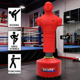 Punching Dummy, Durable Silicone Punching Bag with Large Stable Base for Adults & Kids, Freestanding Training Target for Boxing, Taekwondo, MMA, Home Gym(RED-2)