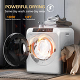 ROVSUN 1.8CuFt Portable Clothes Dryer and 17.8LBS Full-Automatic Washing Machine Set, Compact Laundry Washer and Dryer Combo Set with Stainless Steel Inner Tub, for Apartment, Dorms, Home