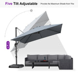 PURPLE LEAF Patio Umbrella Outdoor 10' x 10' Square Easy Setup Light Grey