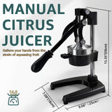XYJBHB Commercial Heavy Duty Manual Citrus Juicer Press - Professional Cast Iron Hand Orange Squeezer with 304 Stainless Steel Strainer & Cup - Fruit Extractor for Pomegranate, Lemon, Lime - Black