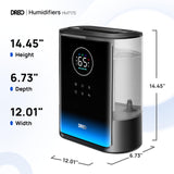 DREO 8L Smart Humidifiers for Bedroom 600ft², 80H Runtime Warm&Cool Supersized Mist Humidifier for Large Room Indoor, Quiet Whole House humidifier for Baby, Plants, with Alexa/Google, Black, HM717S