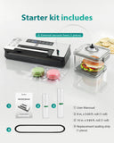 Zachvo Dual Pump Vacuum Sealer for Food Storage & Sous Vide, Handle Lock, Double Heat Seal 5mm Wide, Built-in Cutter & Bag Roll Storage, External Vacuum Port, Dry/Moist Modes, Starter Kit Included