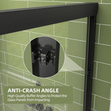 GETPRO Shower Door Double Sliding 57-60 in. W x 72 in. H Semi-Frameless Bypasss Bathroom Glass Shower Sliding Doors,1/4 inch Clear Tempered Glass Door for Walk-in Shower Matte Black