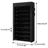 Laiensia 9-Tier Vertical Shoe Rack Organizer, Space Saving Shoe Storage Organizer, Non-Woven Cover Shoe Shelf Holds 36-45 Pairs for Bedroom, Hallway, Closet Entryway, Black