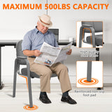 CLATINA Big & Tall 500 lbs Waiting Room Guest Chair, Leather Office Reception Chair No Wheels with Padded Arms for Elderly Home Desk Conference Room Lobby Side Salon Clinic, Grey(2 Pack)