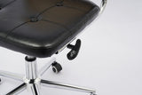 Height-Adjustable Office Chair with Wheels, Wood Armrest & Walnut Back