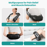 Nekteck Shiatsu Neck Massager with Heat for Pain Relief Deep Tissue, 2026 Upgraded 3D Back Shoulder Kneading Massage Pillow, Mother's Day Father's Day Relaxation Gifts for Mom Dad, Black(NOT Cordless)