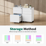Greenvelly 3 Drawer Mobile File Cabinet with Lock, Fully Assembled Rolling File Cabinet Except Casters, Under Desk File Cabinet with Wheels for Home Office Fit Legal/Letter/A4 File (Assembled, White)