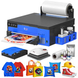 DXZ A4 DTF Printer with XP600 Printhead,2X Fast Printing Speed,Film Cutter,White Ink Stirring System,2-Year Ink Supply (Printer+Oven+Heat Press)