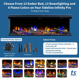 Touchstone Sideline Infinity Pro 3-Sided Smart 72" WiFi-Enabled Electric Fireplace - 80051 - Built-in - 6 Realistic Flame Colors- 13-Color Down Lighting- Crackle Sound- 1,500W Heater