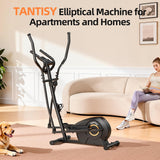 TANTISY Elliptical Machine for Apartments and Homes 8 Levels of Magnetic Resistance for a Whisper-Quiet Workout. Includes Pulse Rate sensors,15.5-inch Stride, and Supports Users up to 400 pounds