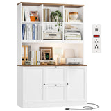 72'' Tall File Bookcase with Power Outlet & Printer Stand, 2 Filing Drawers