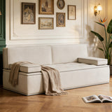 DinaiteEain 79" Convertible Sofa Bed, Modern Upholstered Fabric Sleeper Sofa with Solid Wood Frame & High-Density Foam, Folding Futon Couch for Living Room, Apartment or Guest Room, White
