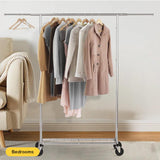 VIPLEEO Clothing Garment Rack Capacity 550LBS Rolling Clothes Rack on Wheels - Heavy Duty Commercial Storage Organizer - Mobile Clothes Rack with Multifunctional Design (Silver)