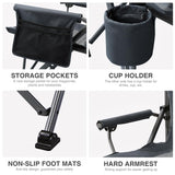 EVER ADVANCED Oversized Folding Camping Chair, for Adults Heavy Duty Lawn Chair with Side Pockets, Portable Collapsible Quad Chair for Outside, Support Up to 500lbs, Grey