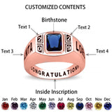 Oseew Men Class Ring Birthstone Customized High School Ring (Rose Gold)